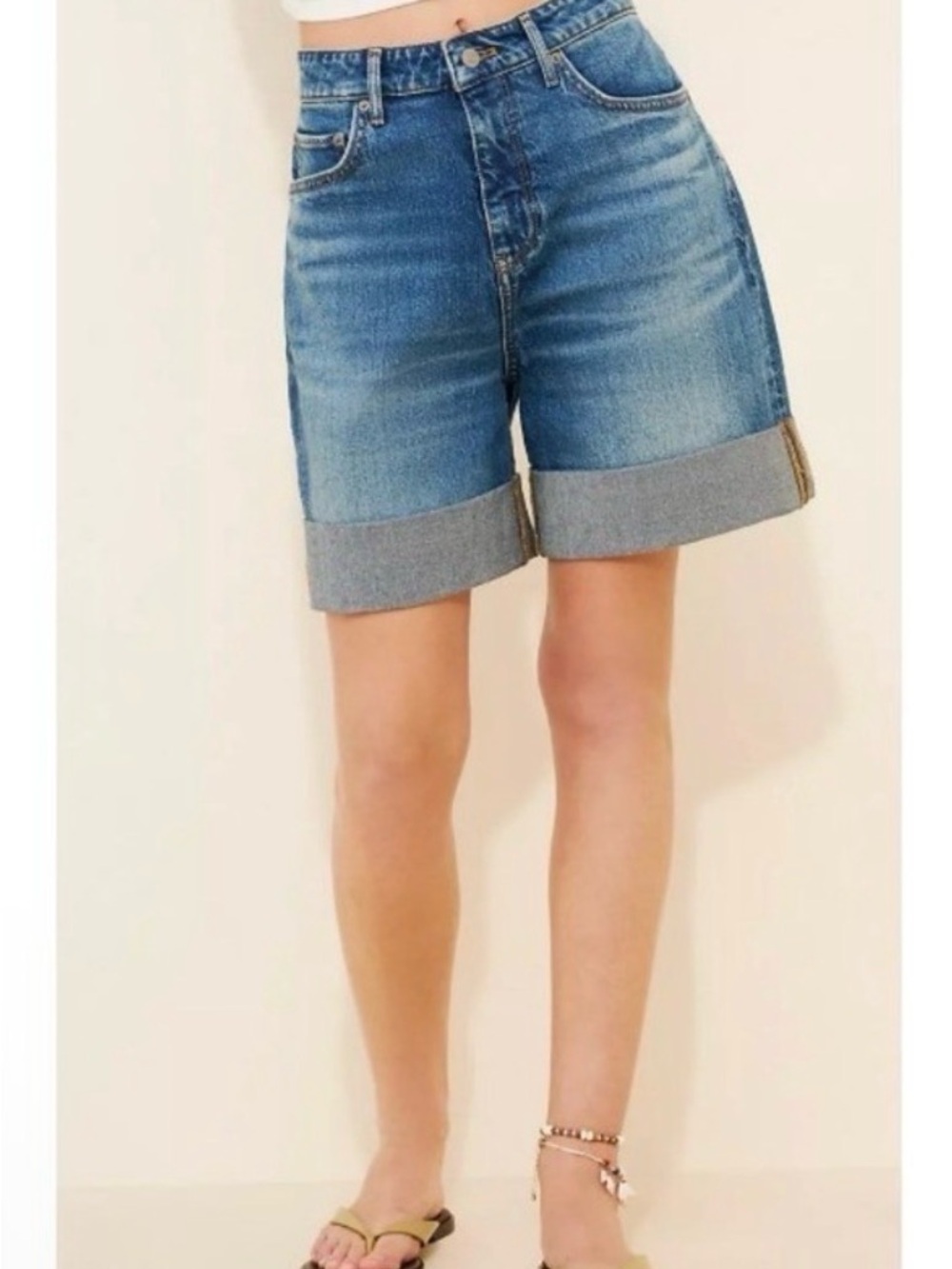 Anthropologie Pilcro Medium Blue Cuffed Denim Bermuda Shorts